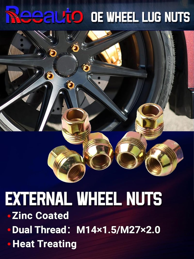 Reeauto Set of 24, M14x1.5 OEM Factory Wheel Lug Nuts Replacement for Sliverado Sierra 1500 Yukon Avalanche Suburban Express 1500 C1500 K1500 Escalade Traverse Yukon 14mmx1.5 Studs with 6 Lug or 5 Lug Wheel - Image 5